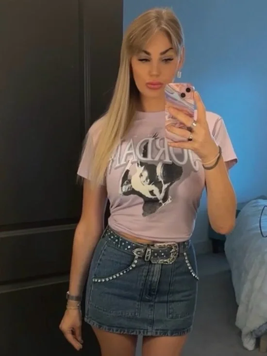 Show Me Your Mumu Blue Denim Mini Skirt with Studded Belt - Picture 9 of 10